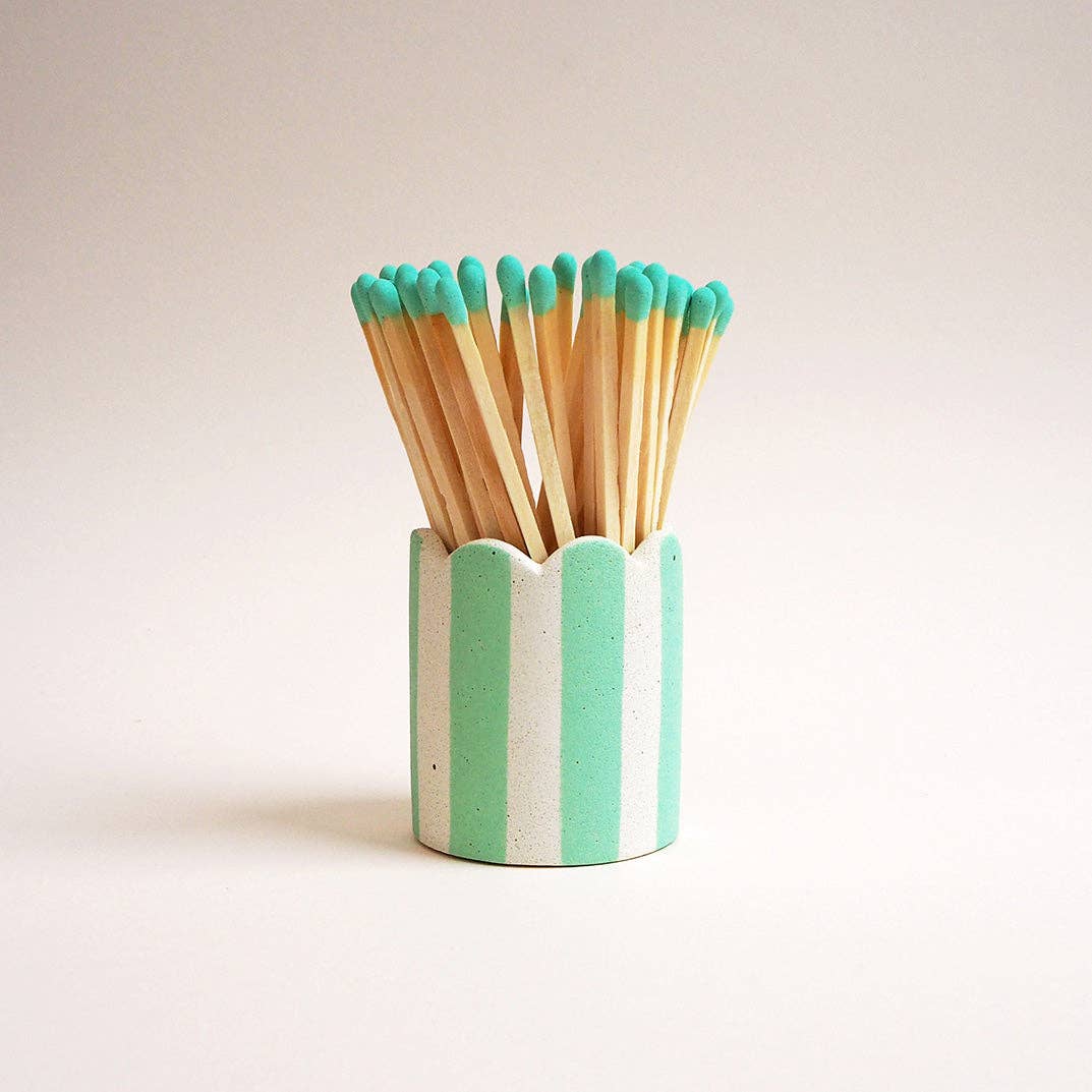 Stripy Match Stick Holders -  Red Stripe and Dark Green Matches