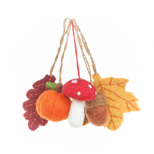 Handmade Felt Woodland Walks (Set of 5) Autumnal Decorations