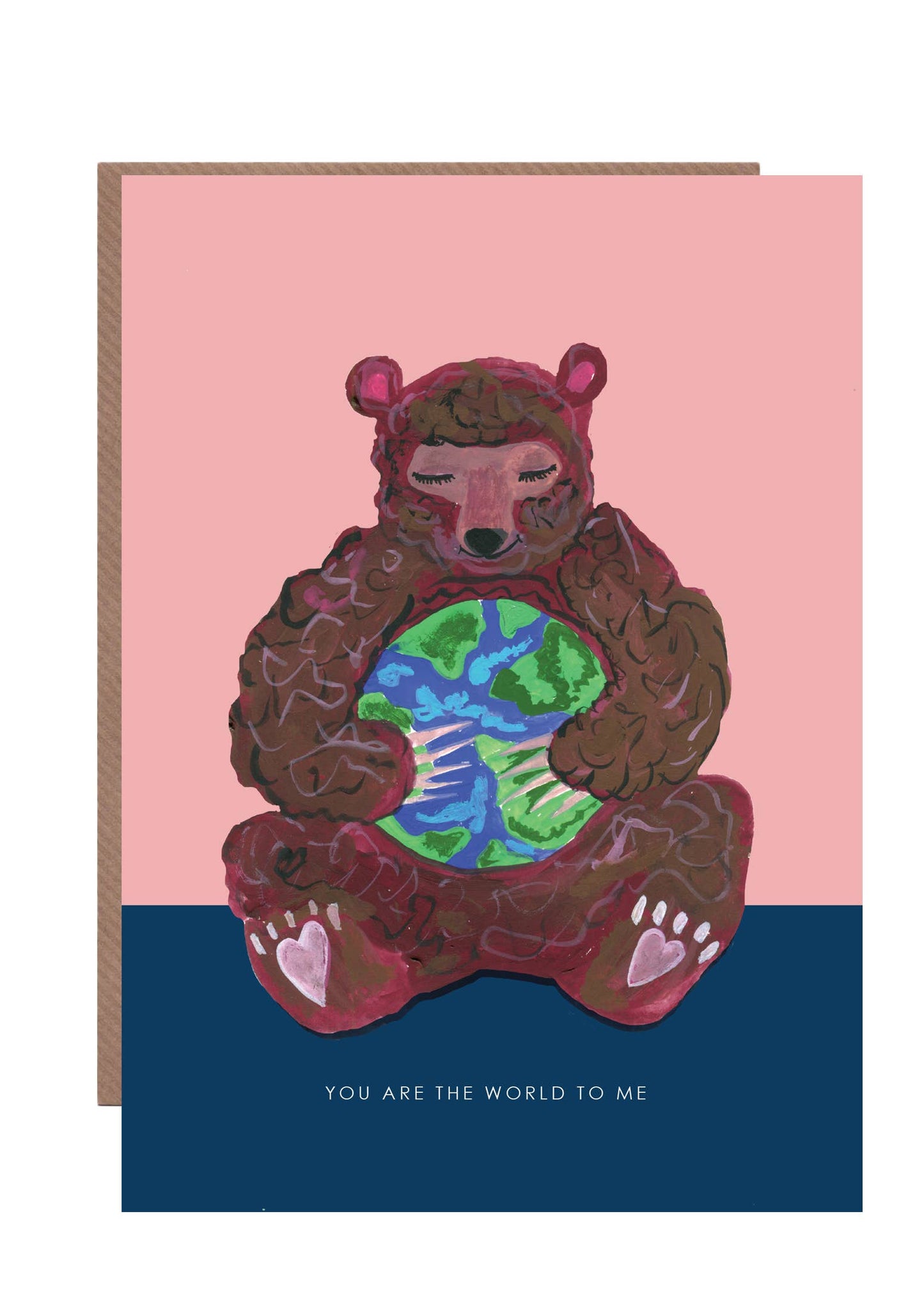 'Bear with Globe ' Greetings Card   