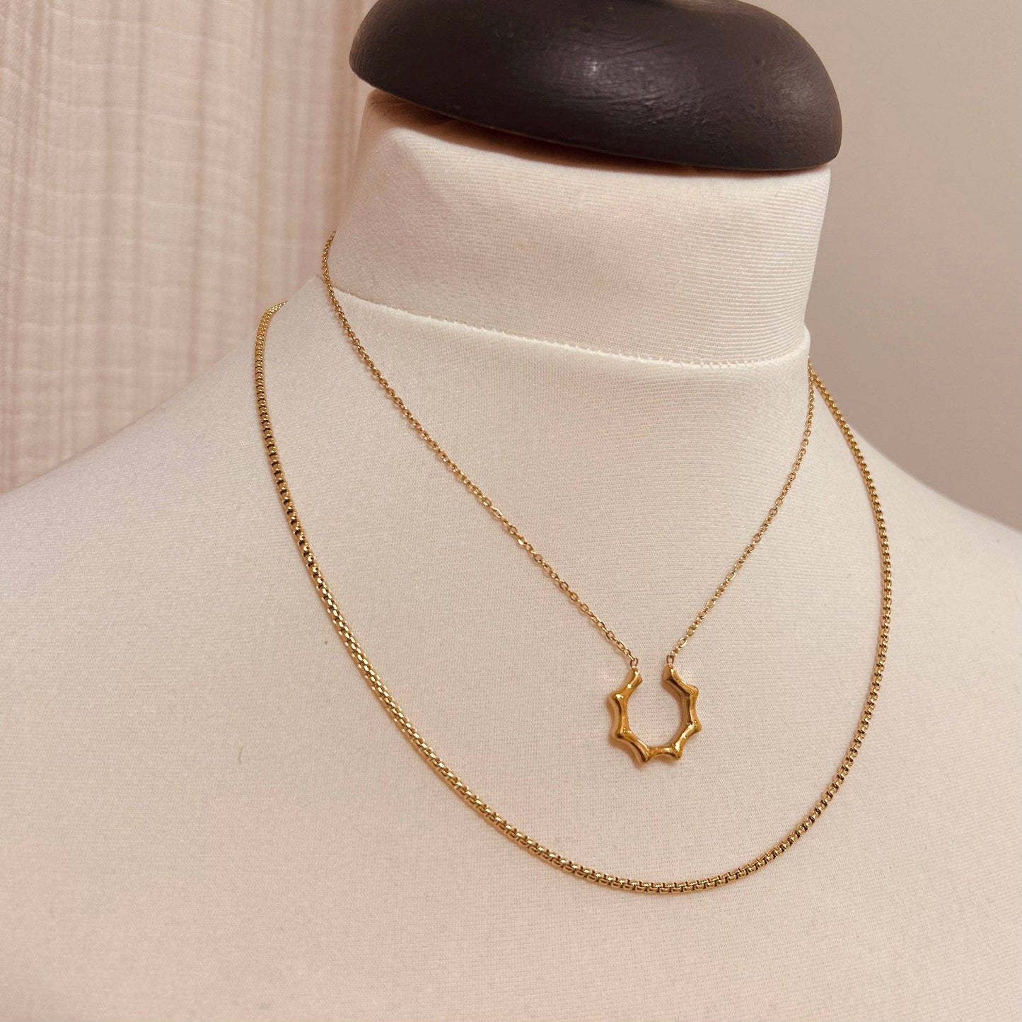 Gold Plated Sun Ray Necklace. With a 40cm length gold chain with a 5cm extender