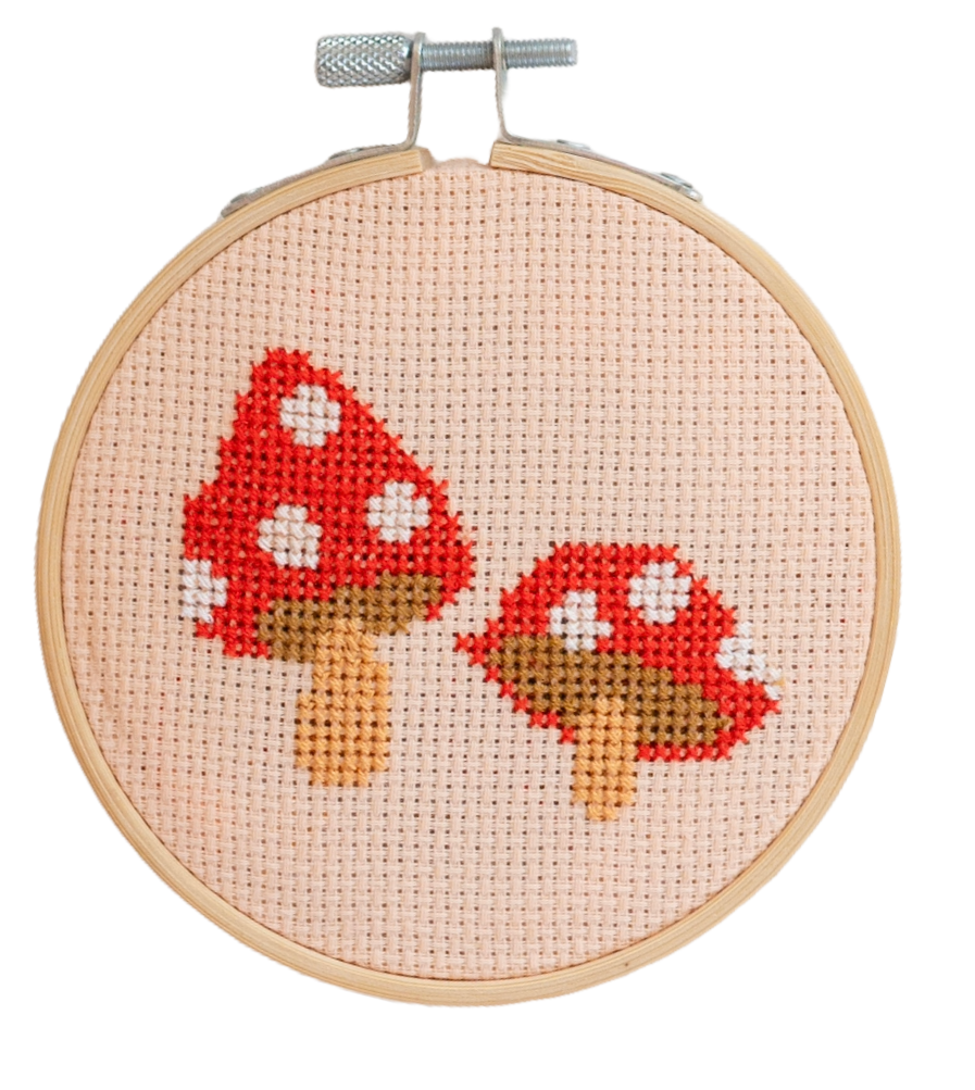 Toadstool Cross Stitch Kit - Red