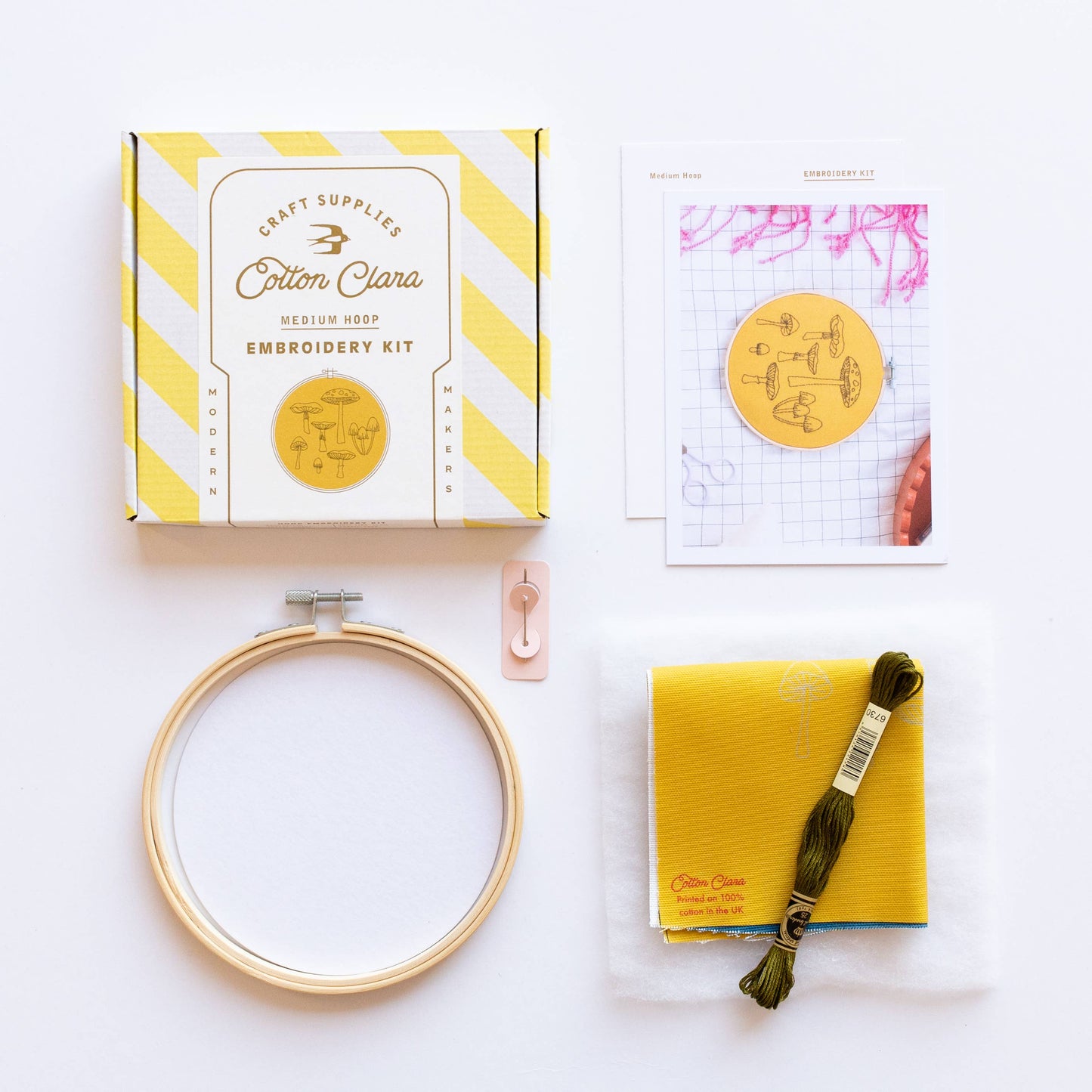 Everything required to complete this kit is included: hoop, fabric, thread, needle, backing disc, wadding and instructions.
This kit is suitable for beginners/intermediate embroiderers.