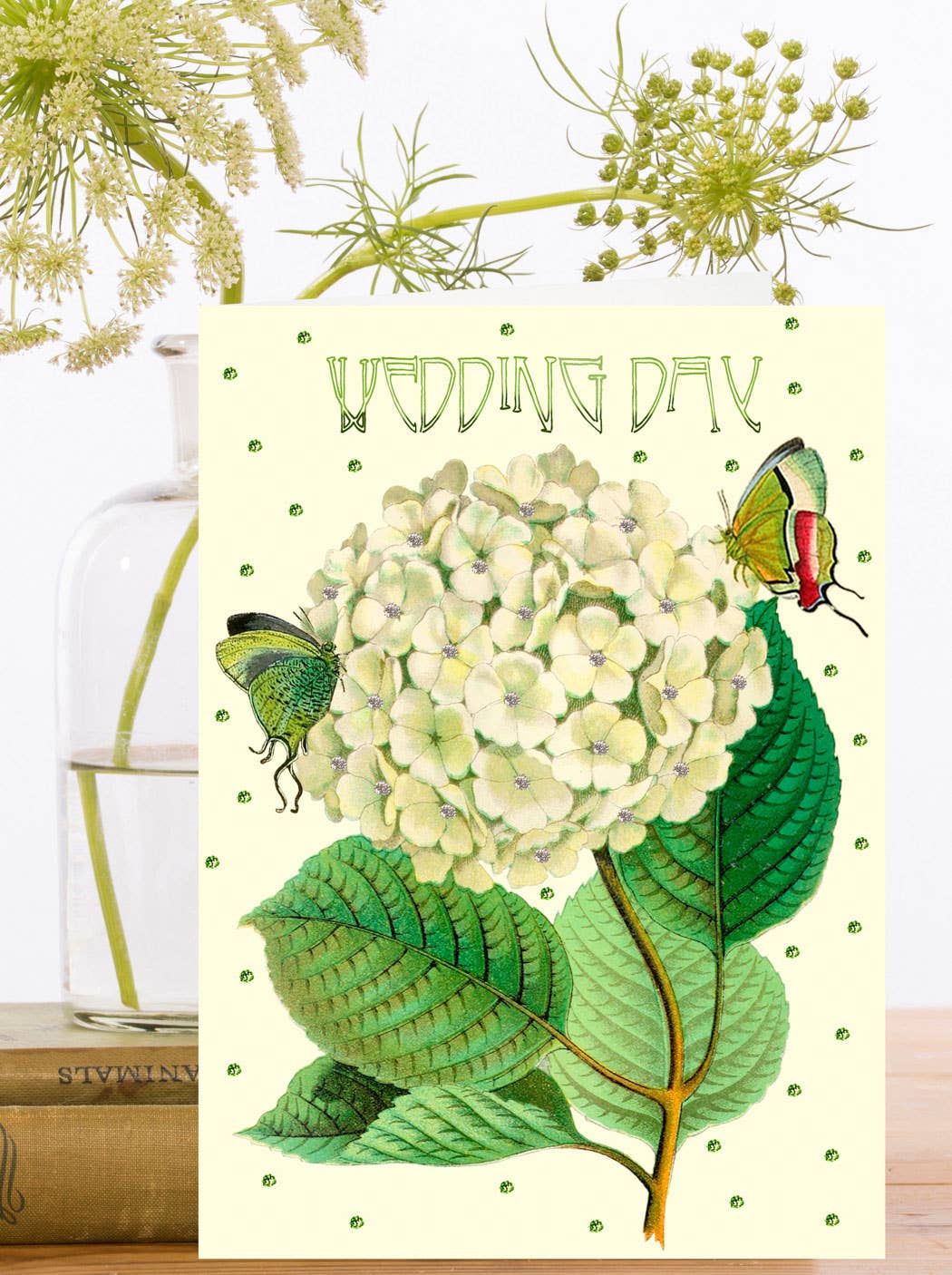 White Hydrangea Wedding Card