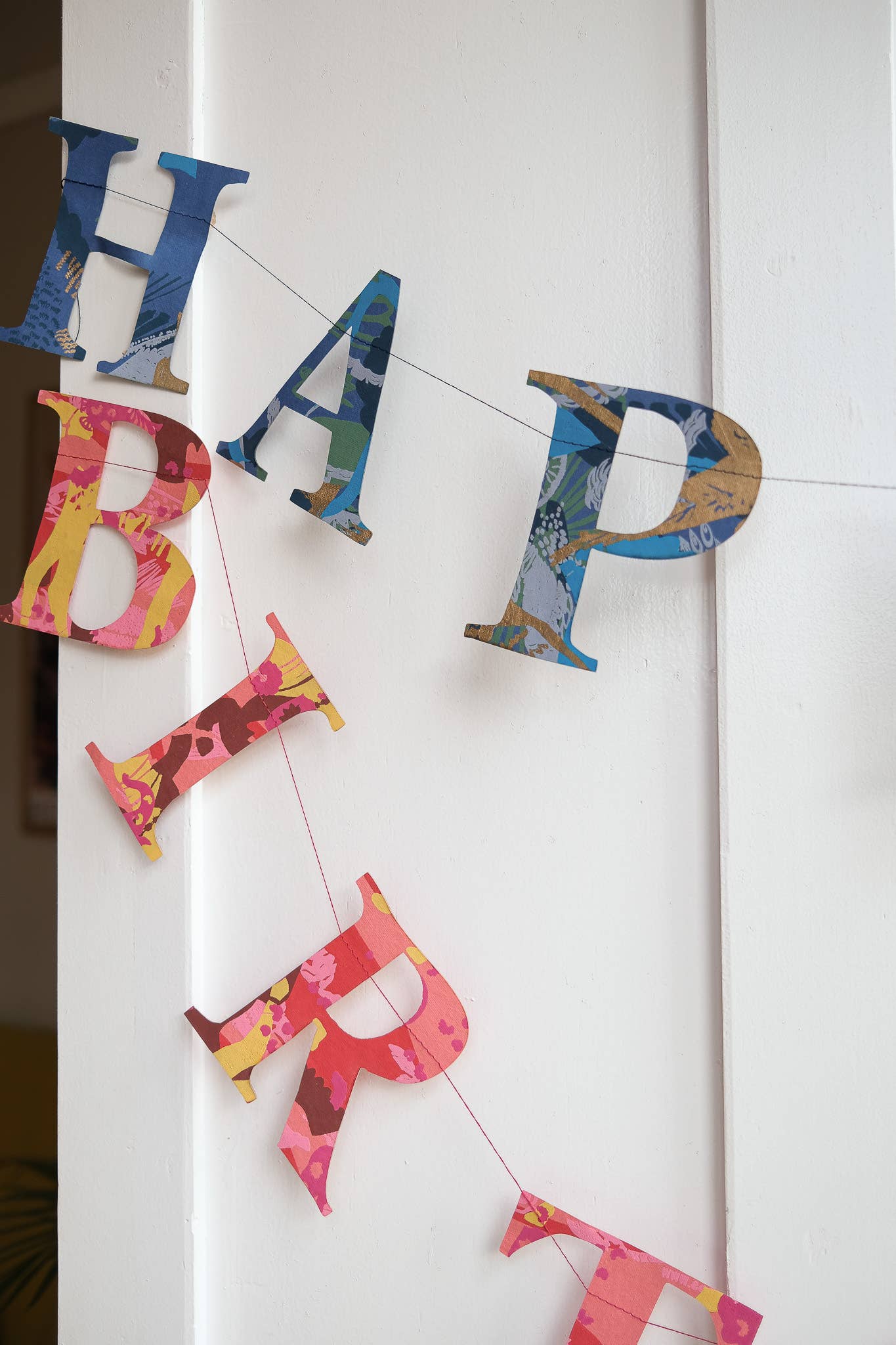 Happy Birthday Recycled Red Mix Sewn Garland