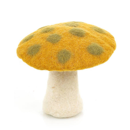 Handmade Felt Biodegradable Toadstool Decoration in yellow