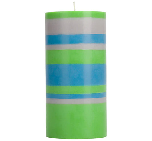 Striped Eco Pillar Candle - Grass, Nanking & Willow