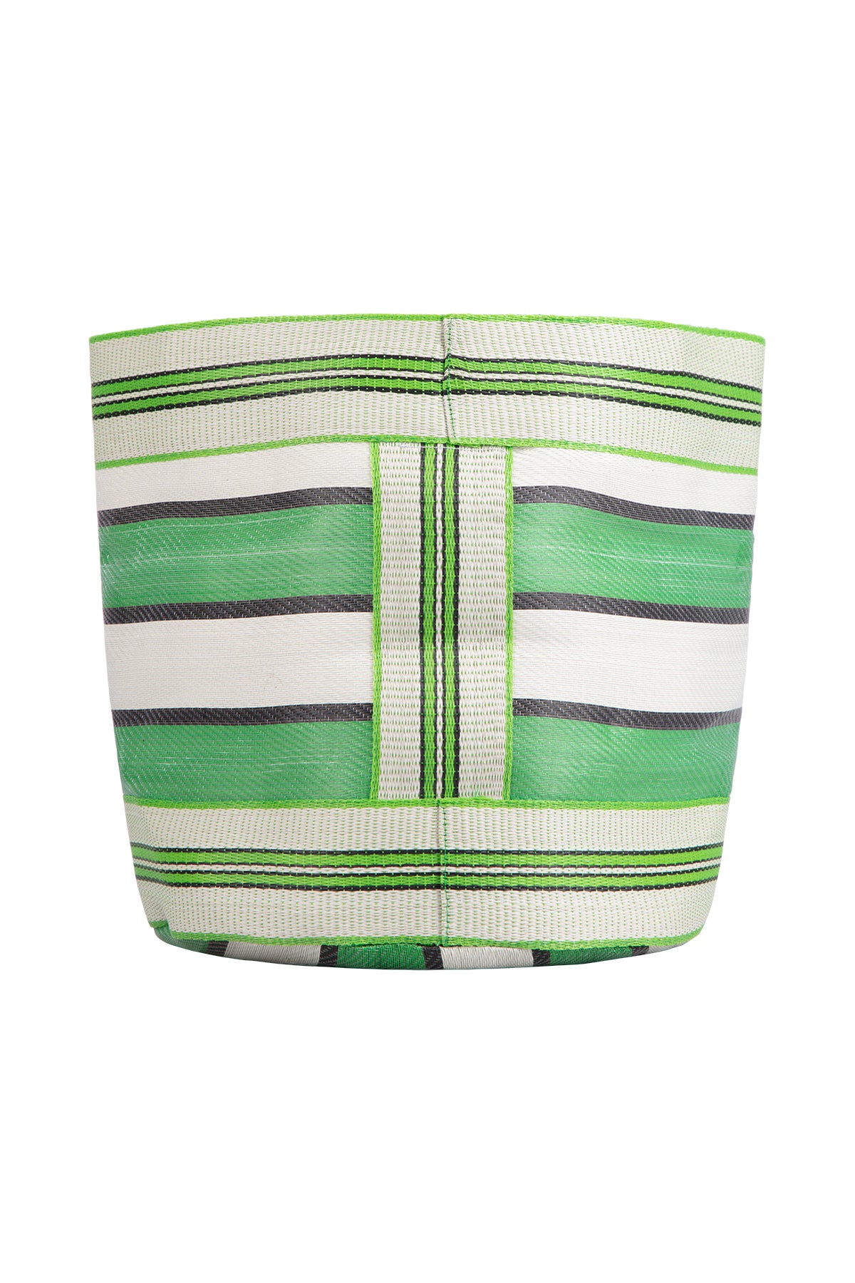 Recycled Woven Plant Pot Cover - Large - Grass Green, Indigo & Pearl