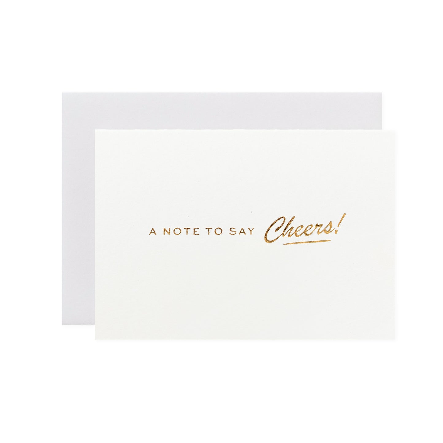 "A note to say Cheers!" in gold hot foil pressed. Inspired by Retro Americana typography, pocket-sized card is great to have on hand for a quick thank you note.

Hot foil pressed by hand in Another Loop's small studio with card stock made from recycled coffee cups, this extra special greetings card will help you stay connected in a sustainable way.