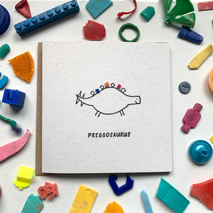 This handmade ‘Preggosaurus’ card is perfect for a special someone setting off on new adventures.