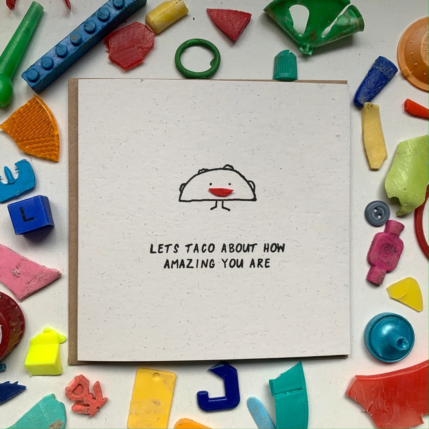 This handmade ‘Lets Taco About How Amazing You Are’ card is perfect for a special someone in your life! No two cards will ever be the same - so the card you get might ever so slightly vary from the picture.