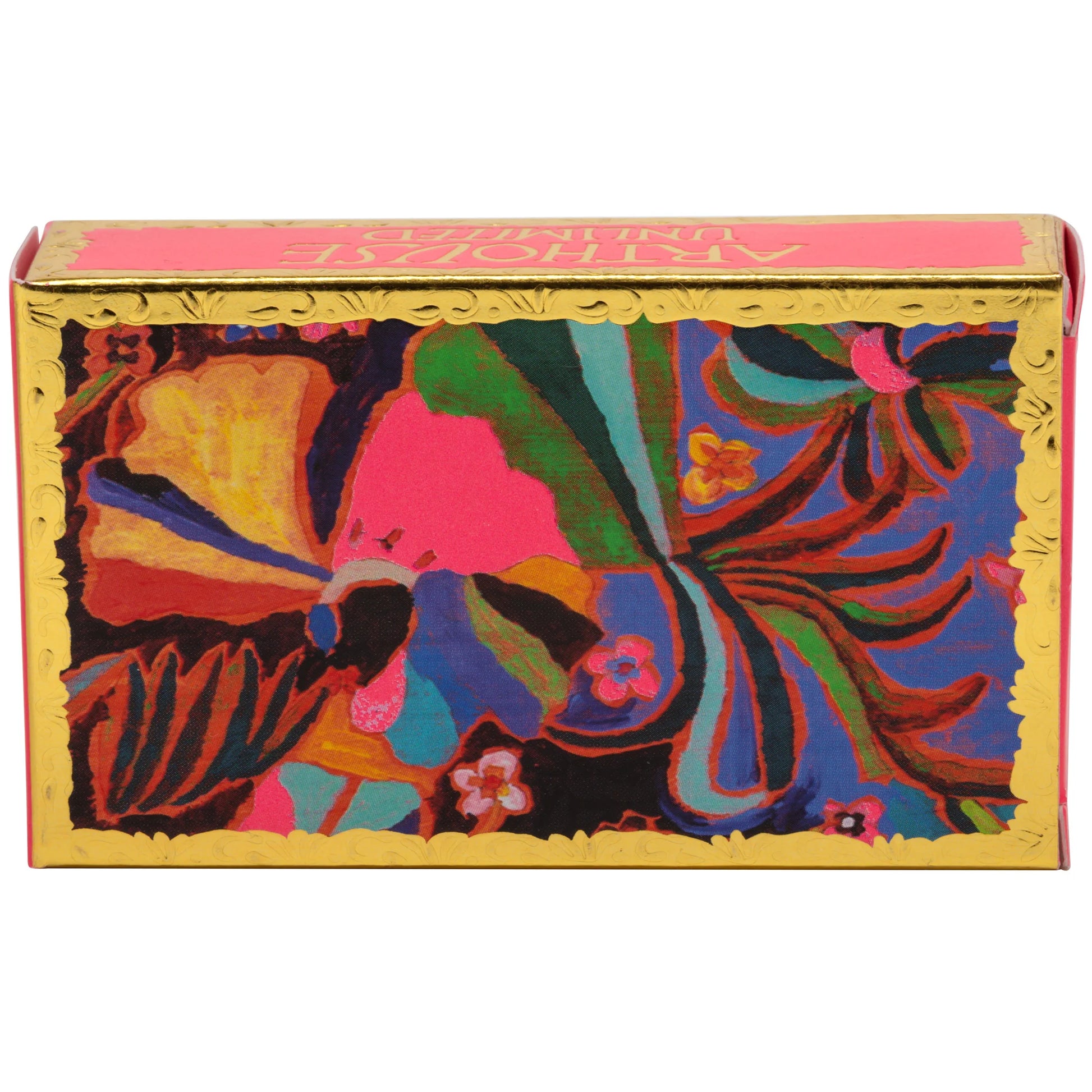 Arthouse Unlimited Psychedelic Dreams, Triple Milled Plant Based Soap. Featuring Laura Tregellas's 'Psychedelic Dreams' artwork, the 100g paraben-free soap is triple milled for a longer-lasting luxurious lather. Made in the UK, this vegan friendly soap is produced with carefully sourced ingredients that are both sustainable; kind to the environment. An ideal gift for art lovers and good-cause supporters everywhere!