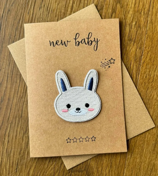 Cartoon Bunny  Iron on Patch - New Baby Greeting Card