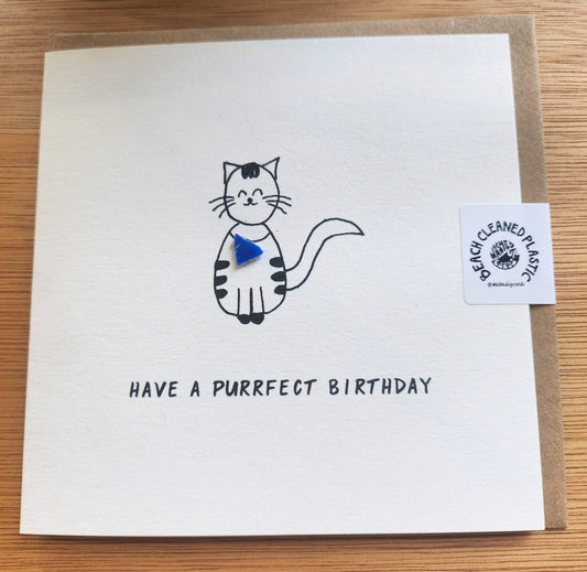 This sustainable handmade ‘have a Purrfect birthday’ card is just the card to send someone flipping amazing in your life! No two cards will ever be the same - so the card you get might ever so slightly vary in colour, pattern and texture from the picture.