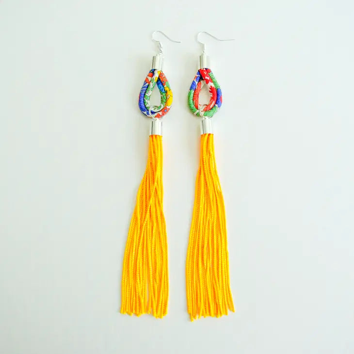 Teardrop and Tassel Earrings - Meadow Flowers