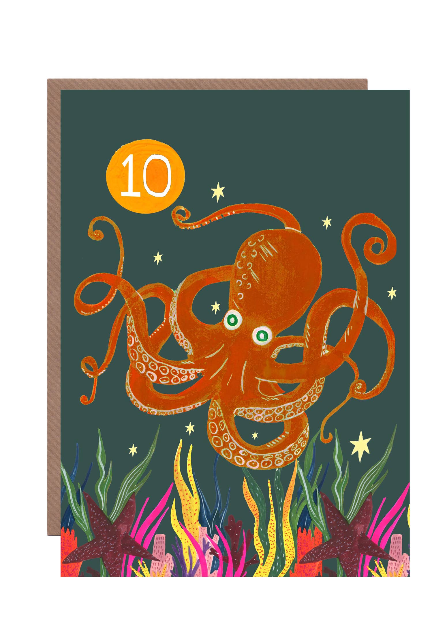 Age 10 'Party Octopus' Children's Birthday Greetings Card