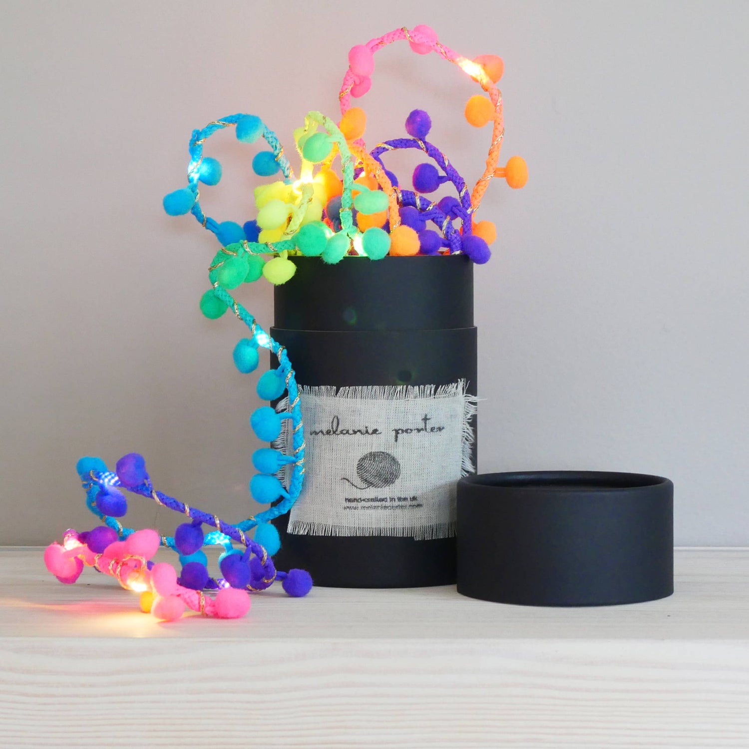 Neon Rainbow Pom Pom Fairy Light String