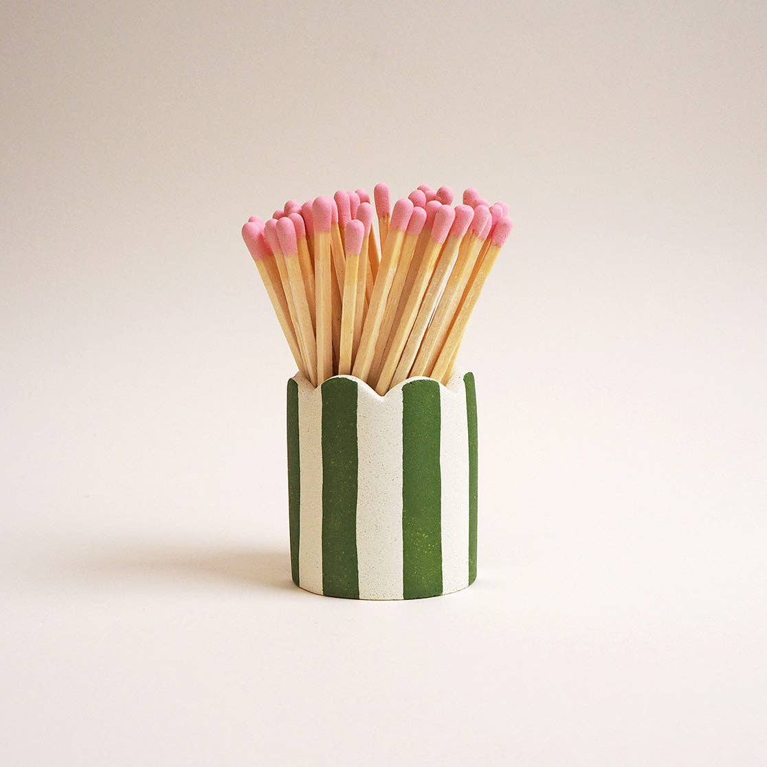 Stripy Match Stick Holders -  Red Stripe and Dark Green Matches