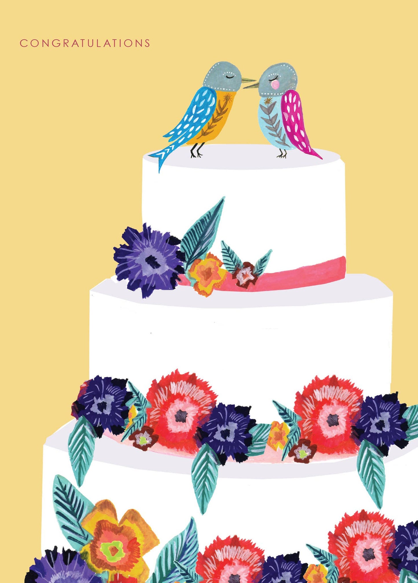 'Birdy Wedding Cake' Wedding Greetings Card