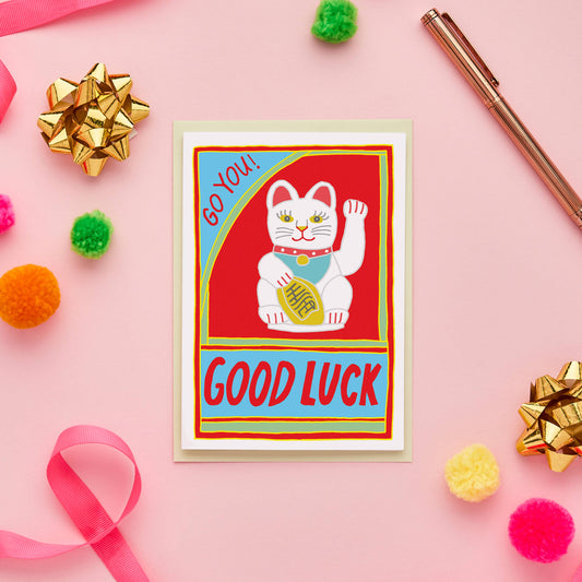 Lucky Chinese Cat | Good Luck Card | Matchbox Design