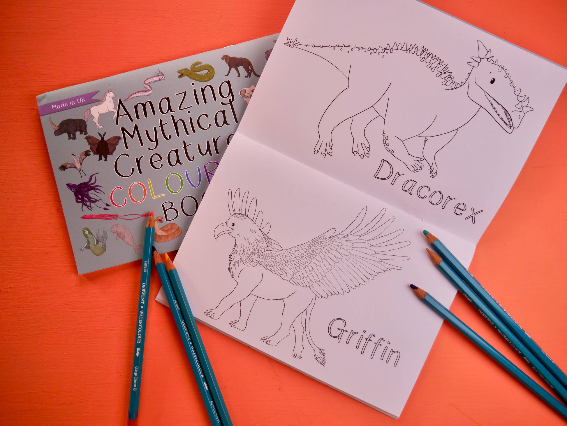 This colouring book features 18 mythical creatures and the real life animals that may have inspired their stories.  Designed and made in the UK with 36 pages of mythical creatures.