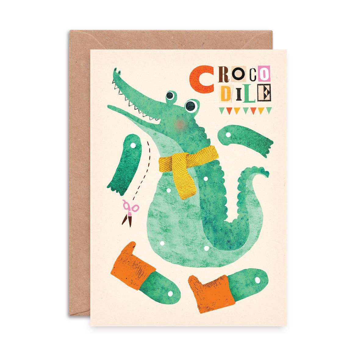Crocodile Split Pin Puppet A5 Birthday Greeting Card