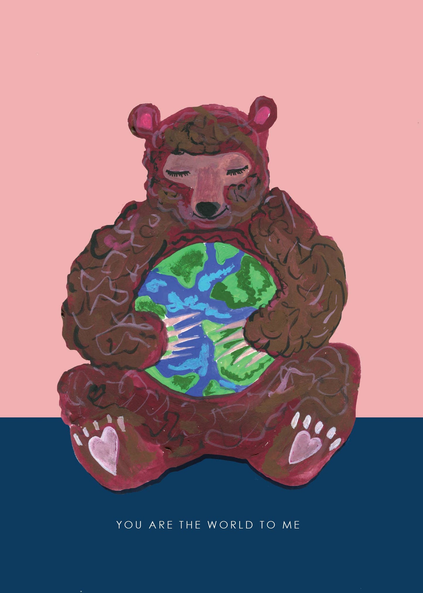 'Bear with Globe ' Greetings Card   