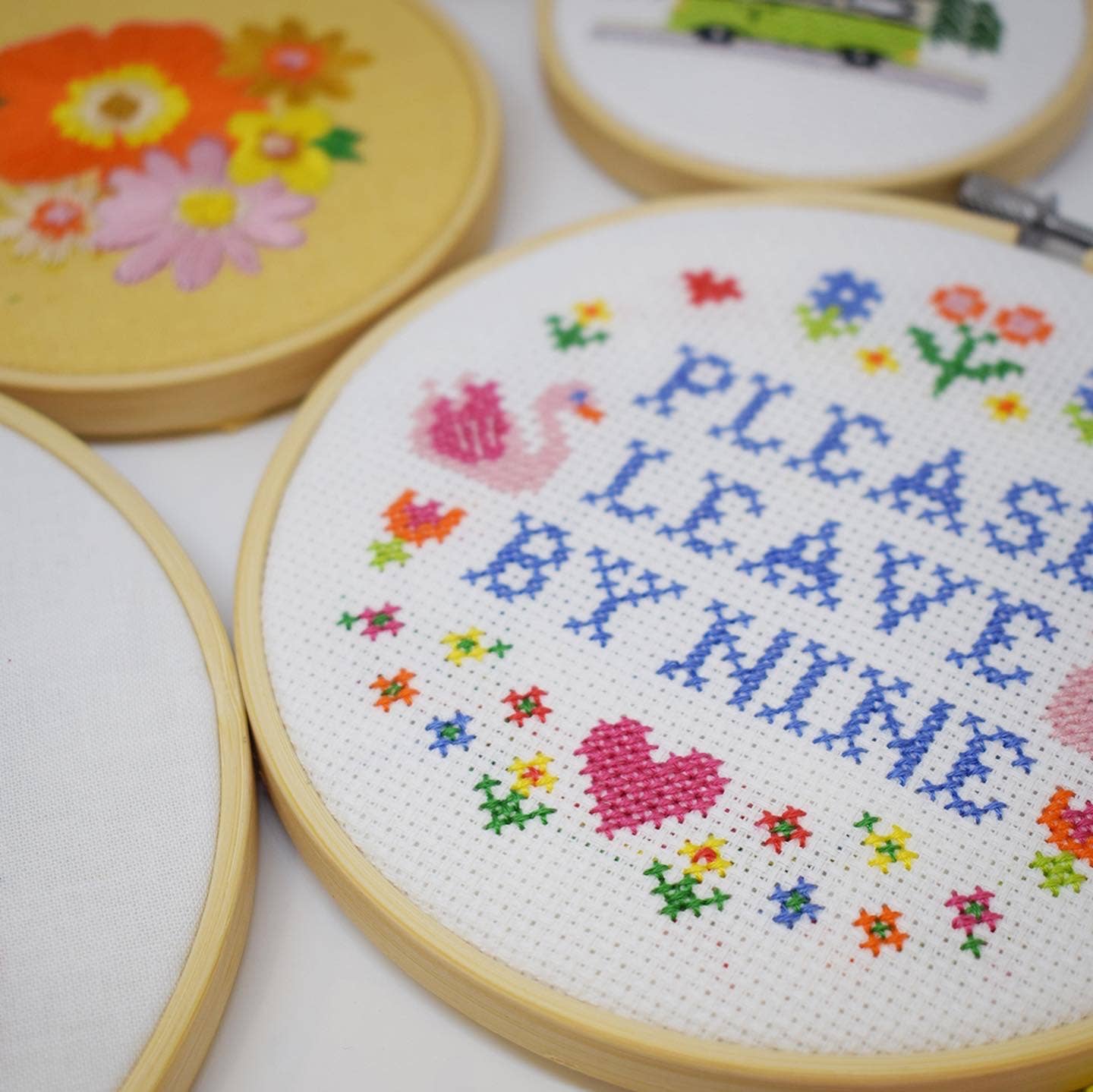 'Please leave by Nine' Large Cross Stitch