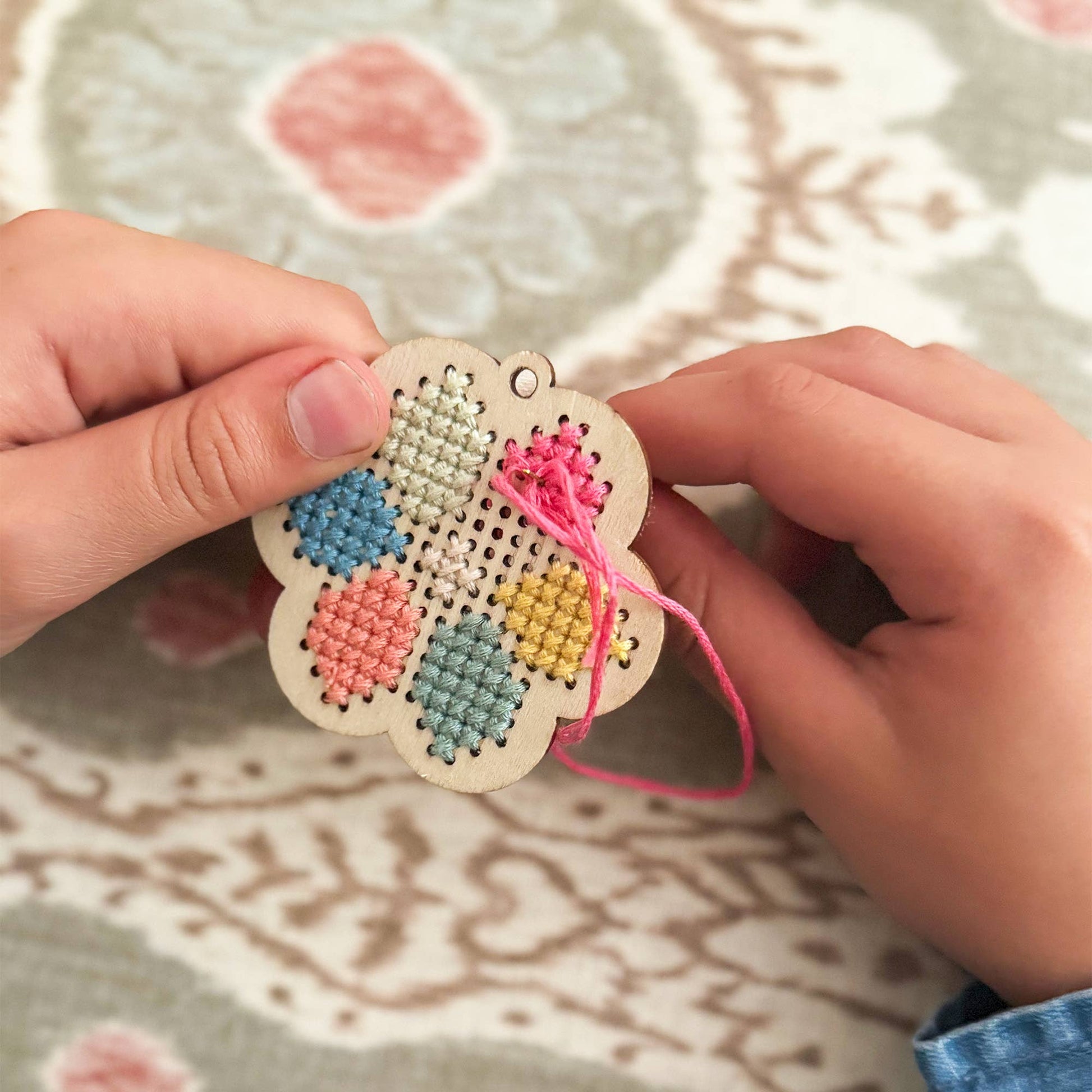 Make Your Own Flower Cross Stitch Keyring