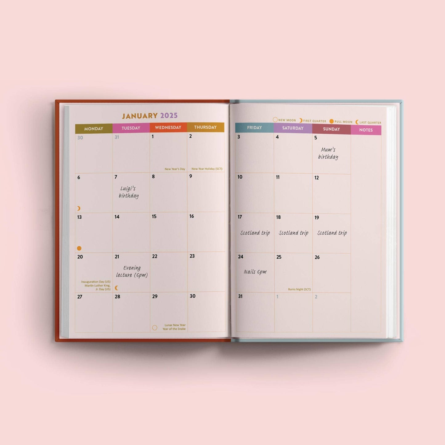 2025 Diary Sustainably Made A5 Hardcover Week to view flowers