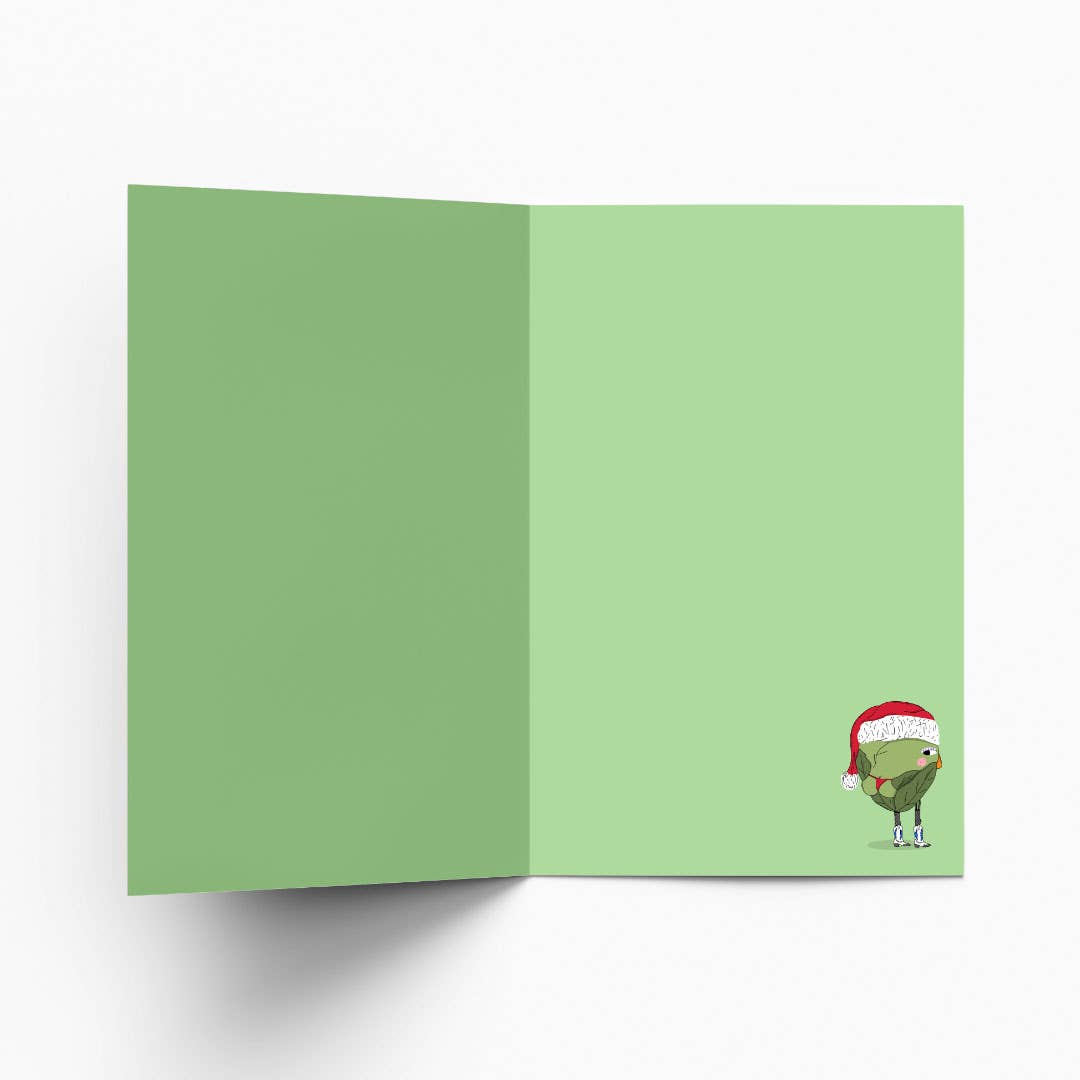 The inside of the card is green and featured the naughty little sprout in the bottom right hand corner. Which matches the image on the front of the card.