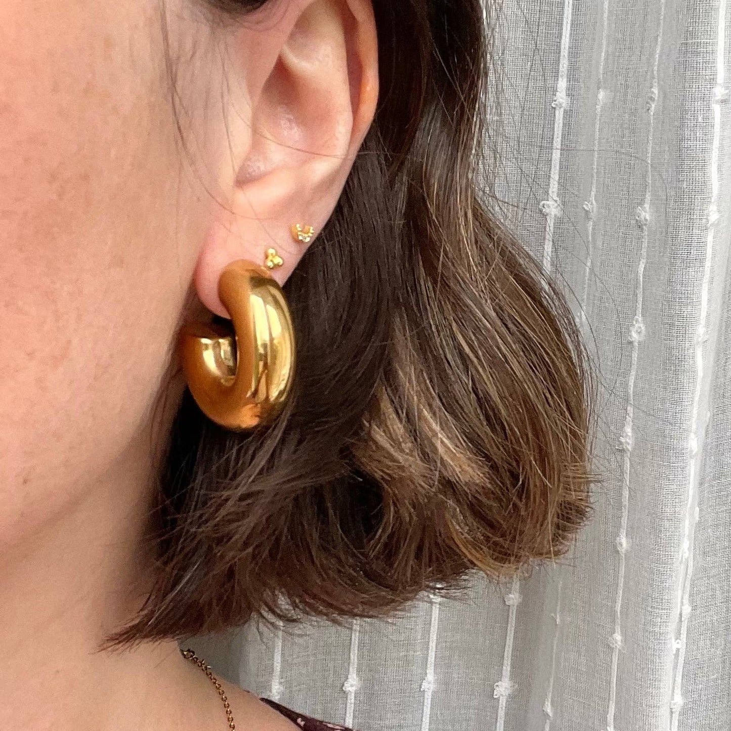 Lightweight Chunky Gold Hoops