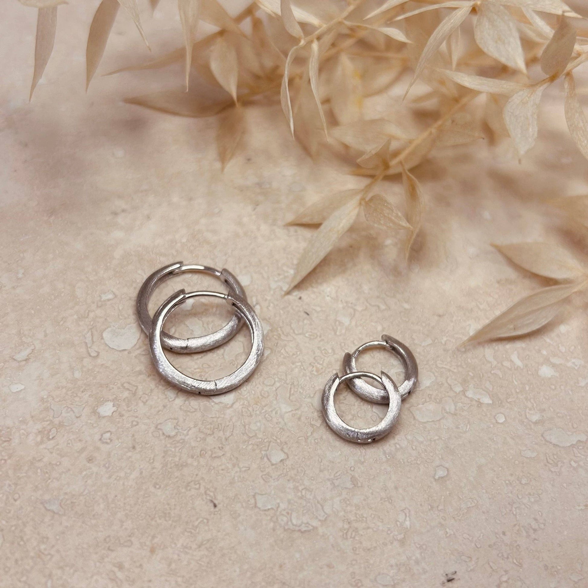 Brushed Silver Minimal Hoops