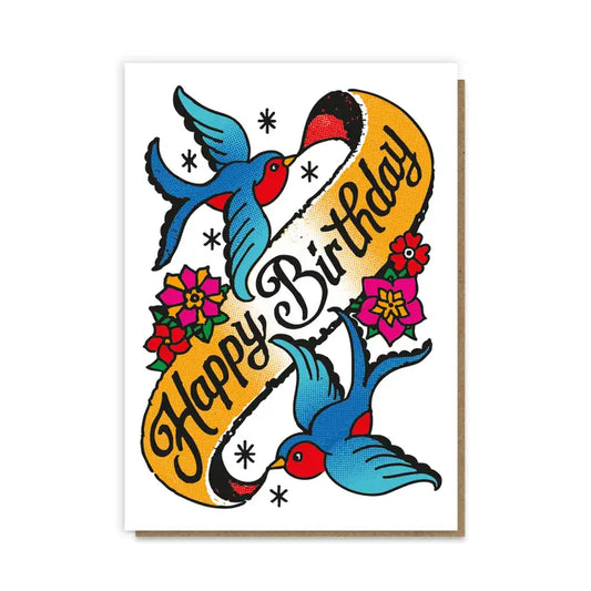 Swallows Tattoo Birthday Card