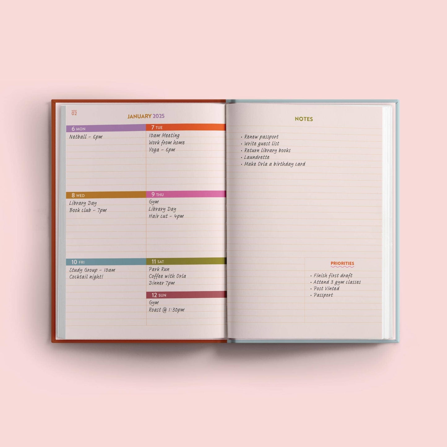 2025 Diary Sustainably Made A5 Hardcover Week to view flowers