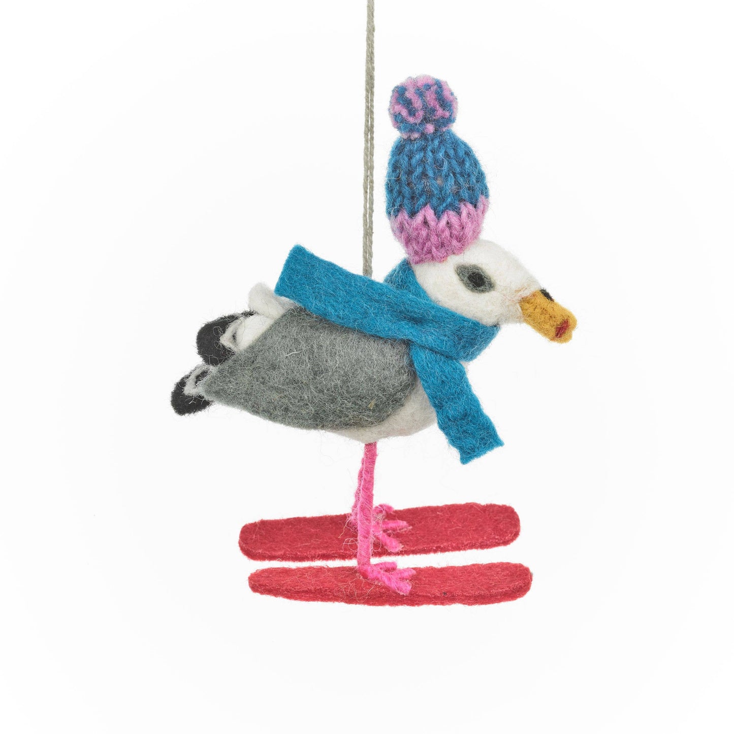 Handmade Felt Ski-Gull Hanging Christmas Seagull Decoration