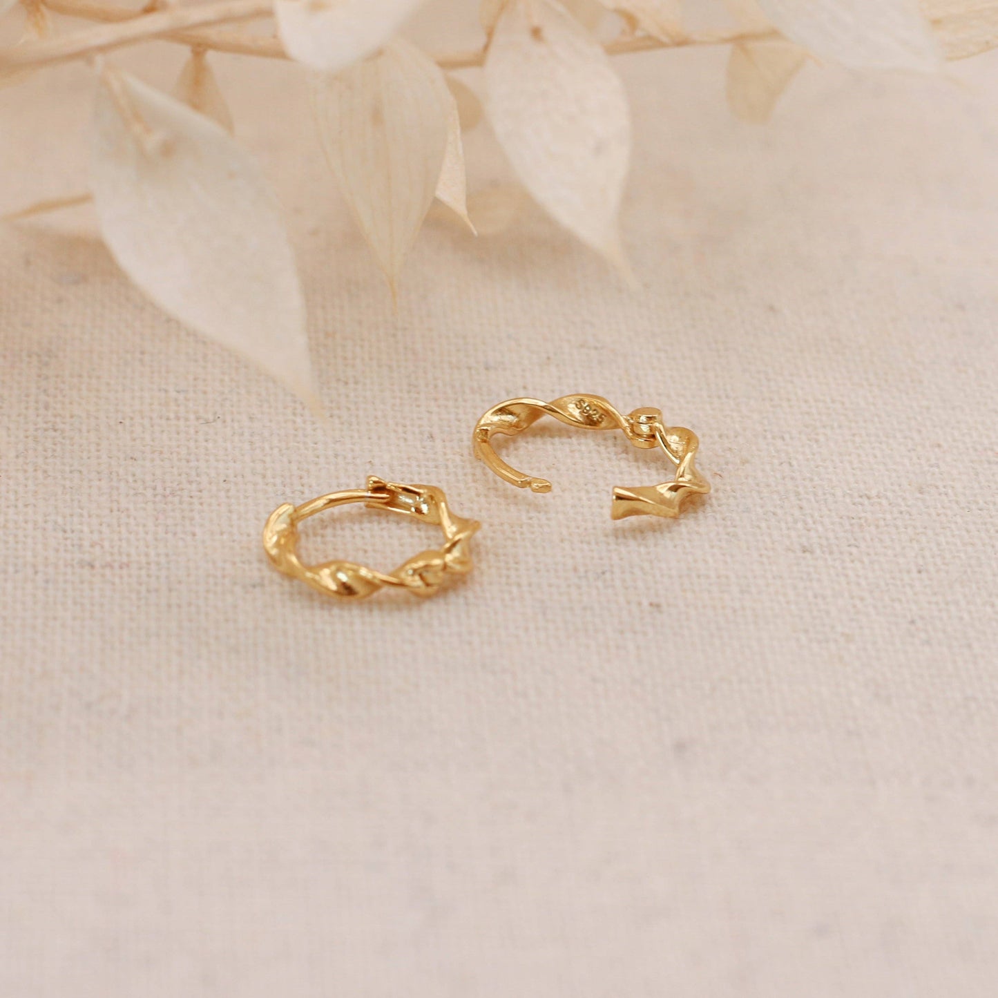 Twisted Gold Huggie Hoops