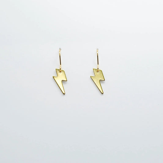 The Lightning earrings are like a burst of energy, crafted in solid brass and shaped like a Lightning Bolt