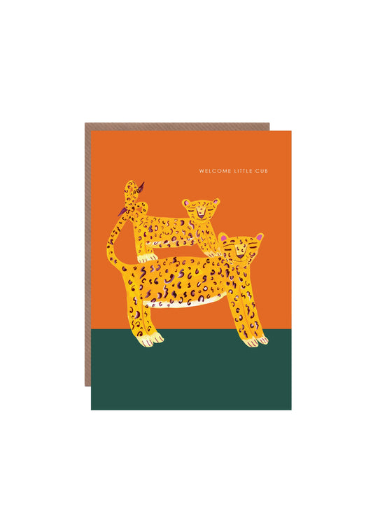 'Leopard and Cub' New Baby Greetings Card