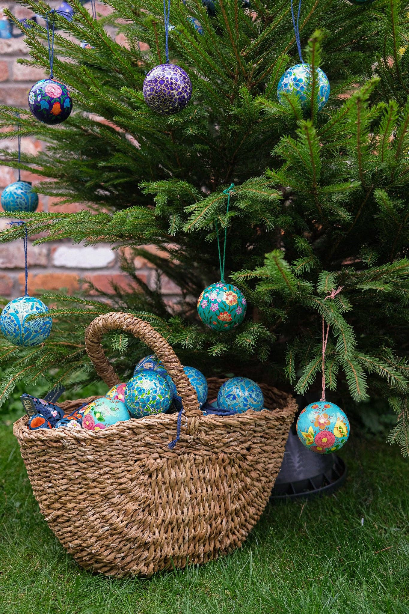 Midnight Blue and Gold Bauble Papier Mache Bauble