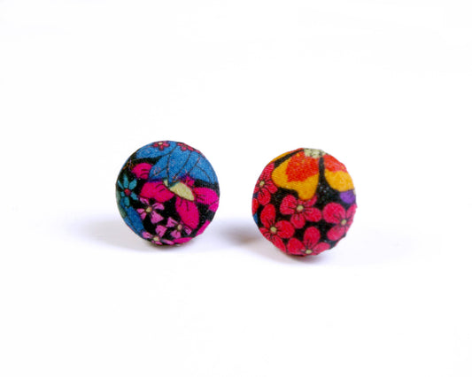 Button Stud Earrings - Ciara Print