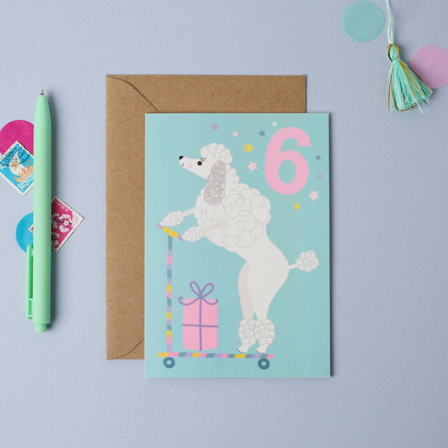 Age 6 Poodle Kid's Birthday Card