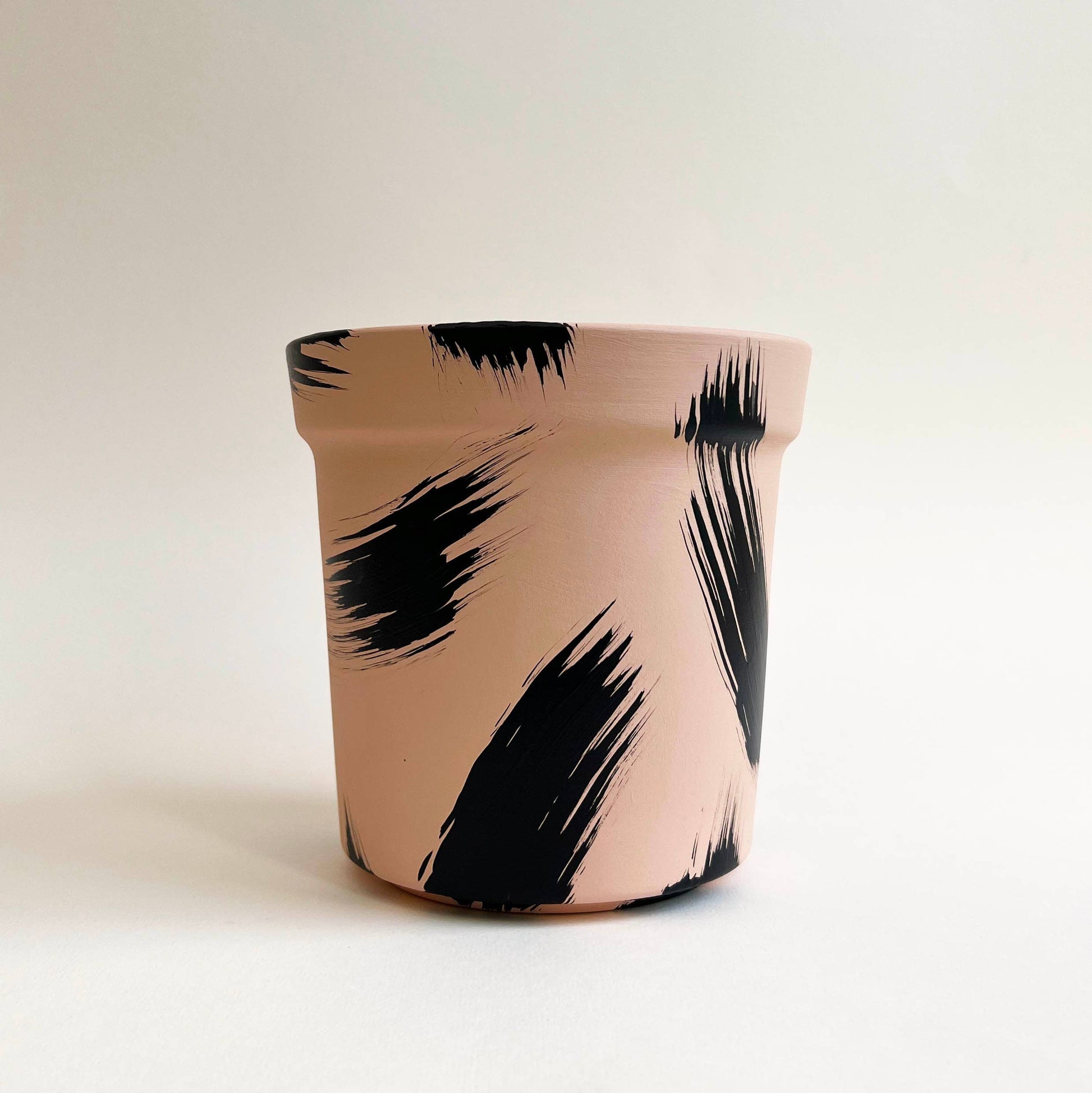 Large Brush Strokes Planter - Plaster Pink