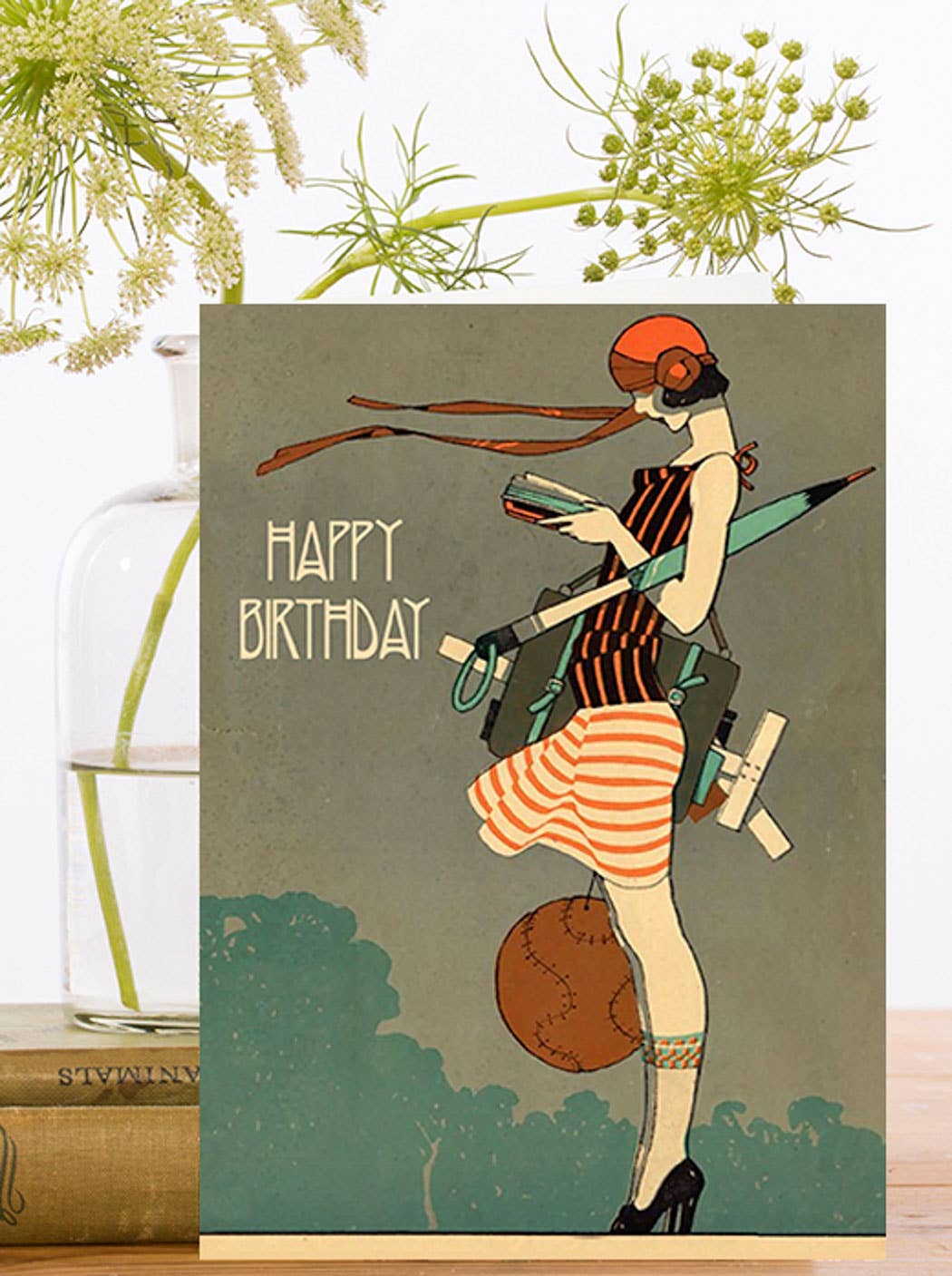 1920s Sportswoman Birthday Card