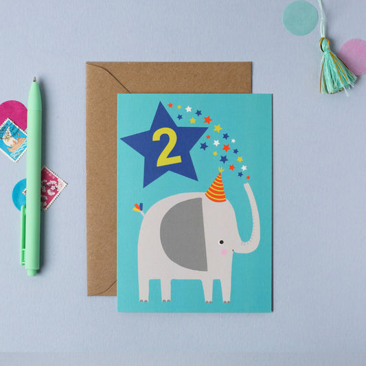 Age 2 Blue Kid's Birthday Card