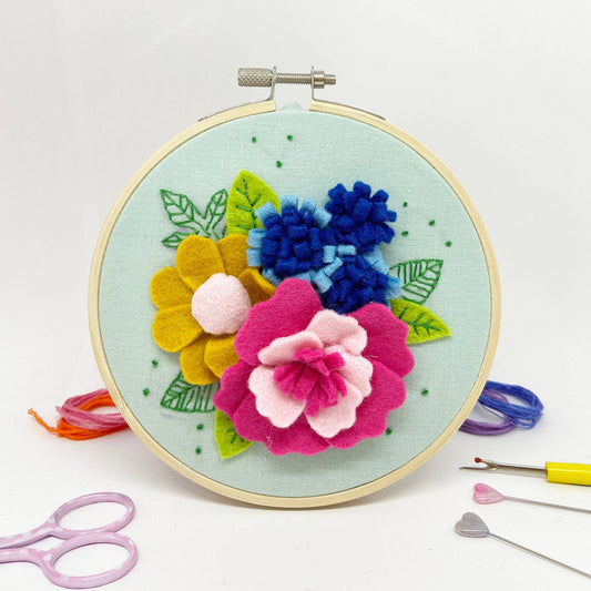 Floral 5" Embroidery Applique Felt Craft Kit