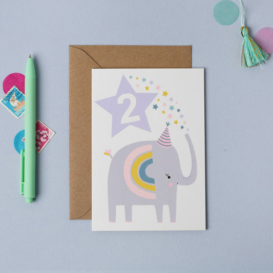 Age 2 Purple Kid's Birthday Card