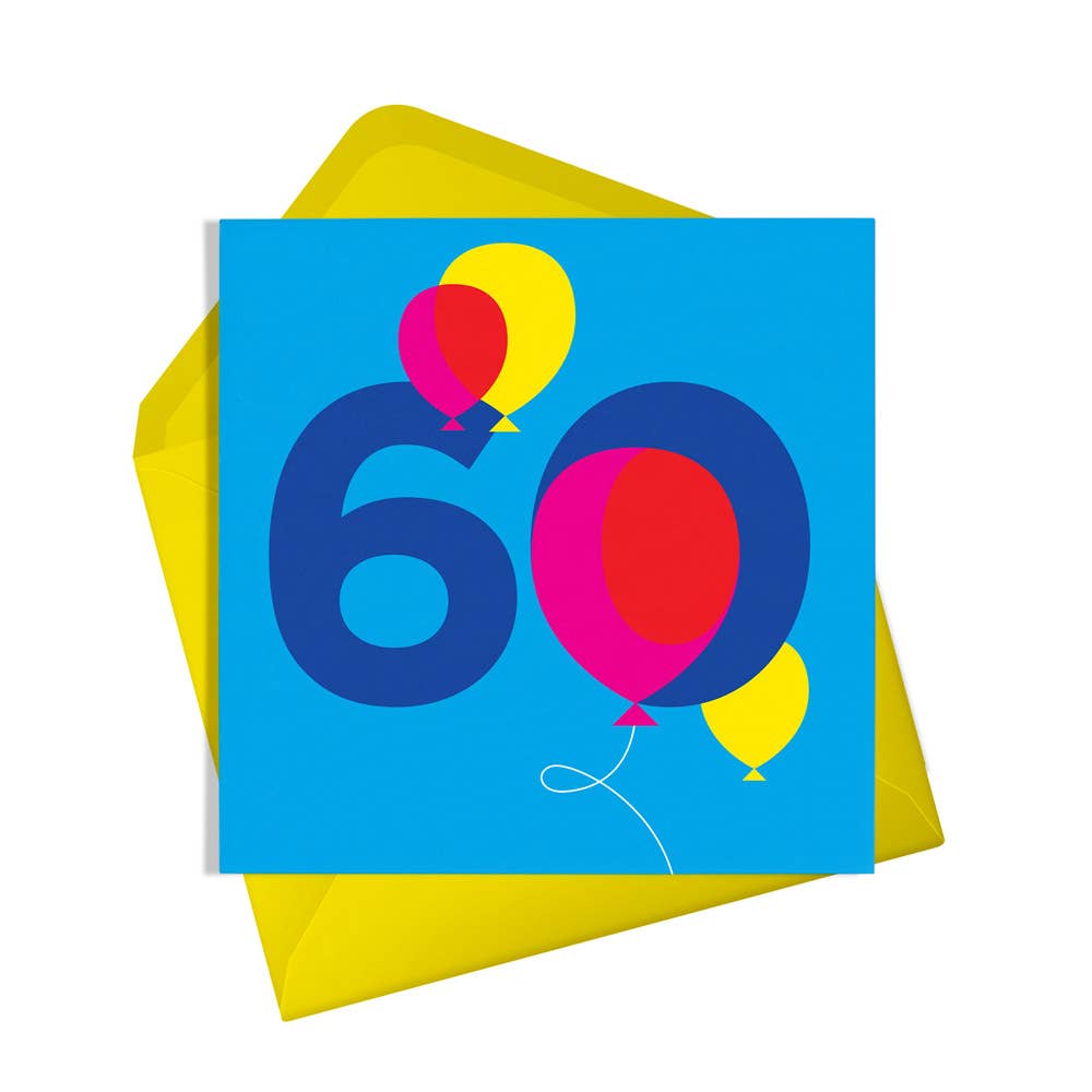 Happy 60th Balloons Birthday Card