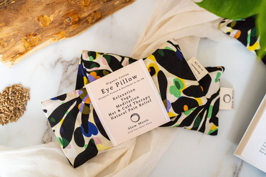 Organic Cotton Eye Pillow for Relaxation and Yoga - Fronds