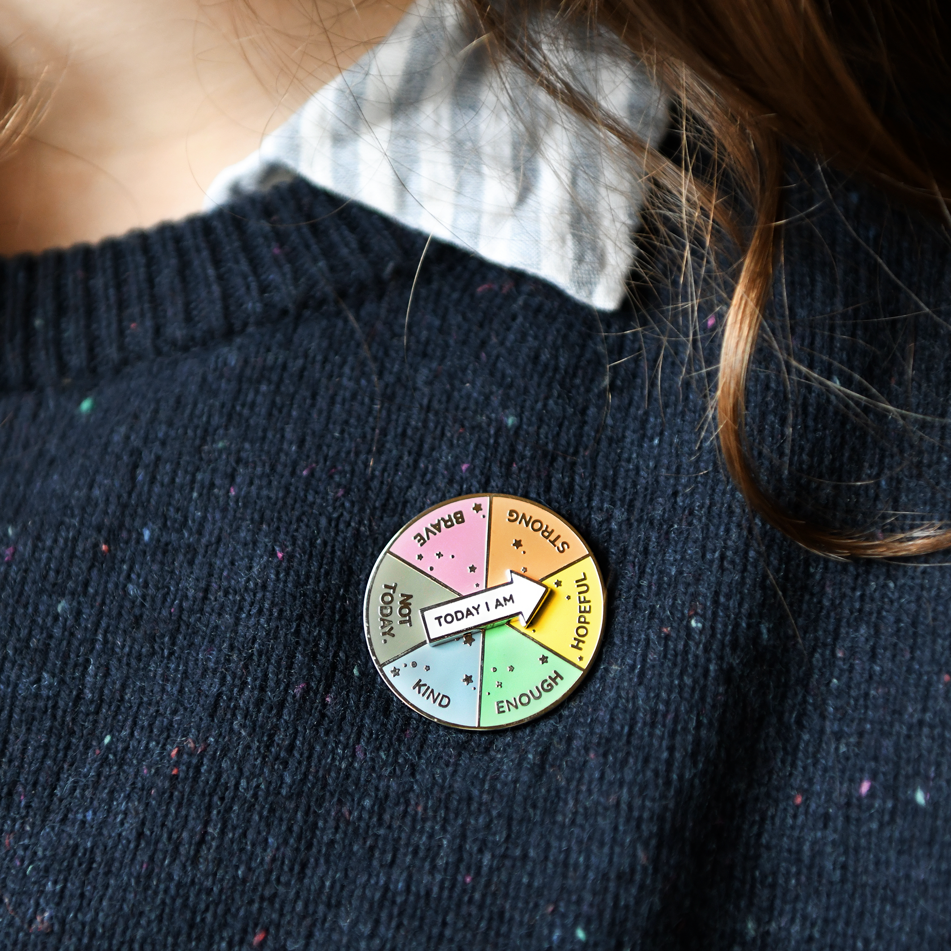 Spinning 'Today I Am' Enamel Pin Badge