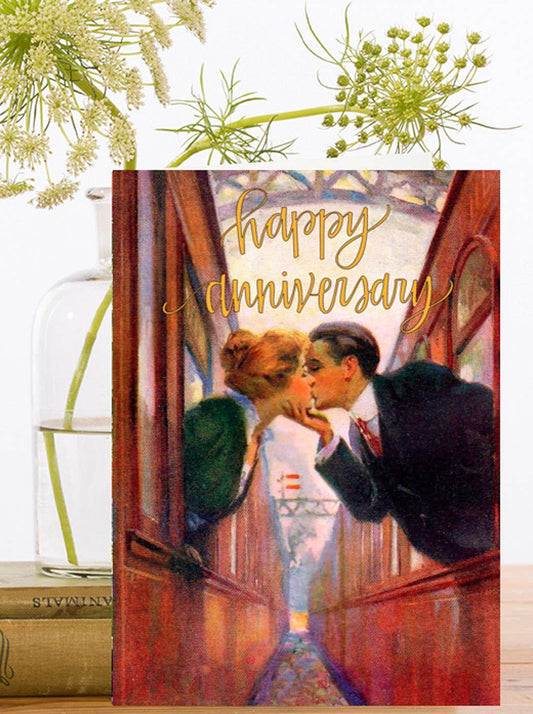 Kiss Across the Tracks Anniversary Card